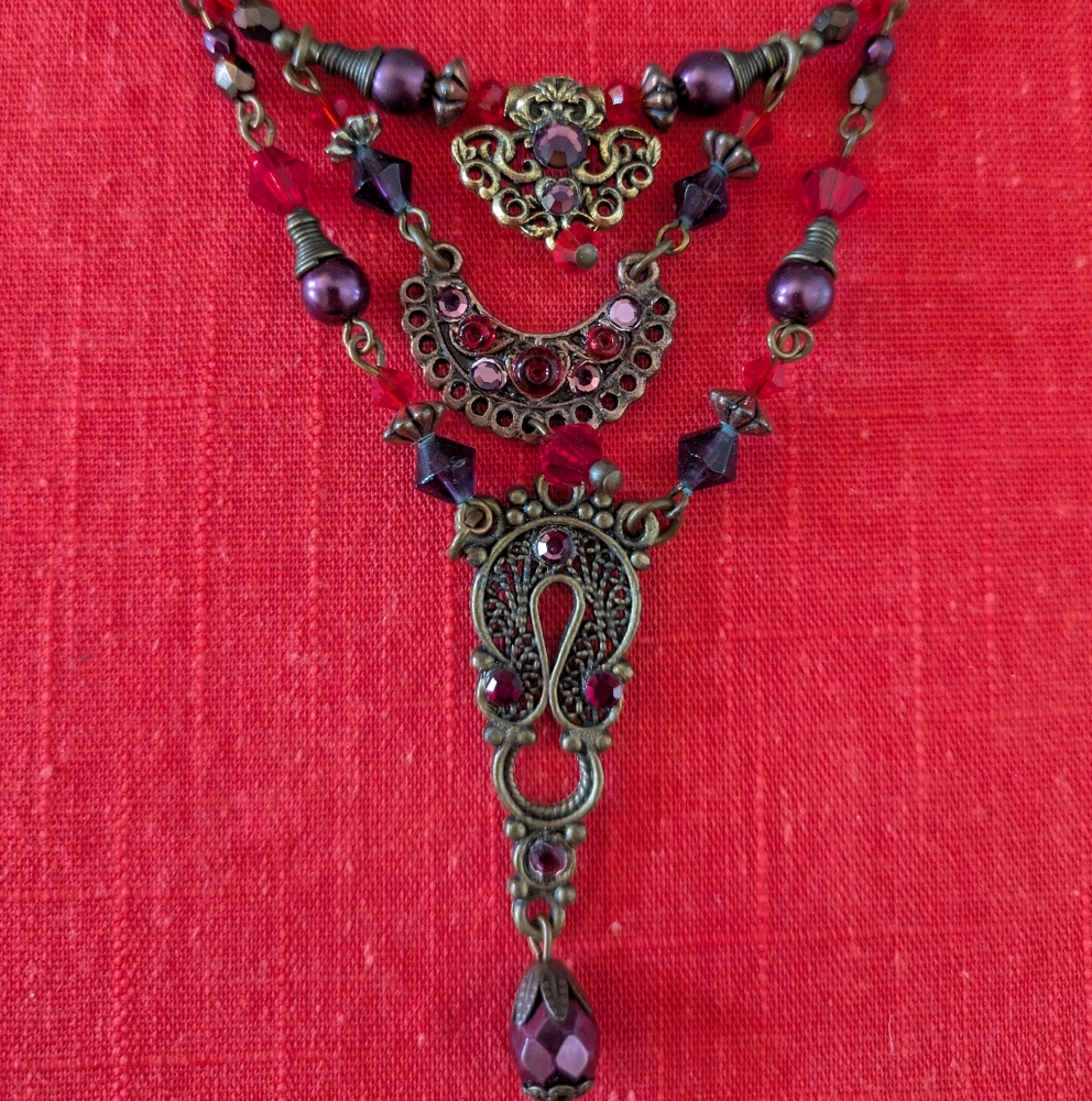 Treska signed Bohemian necklace and earrings